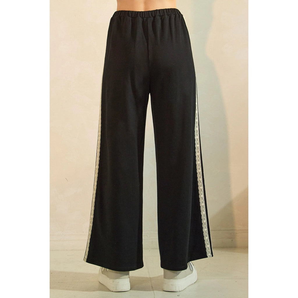 Black Lace Detail Sweatpants