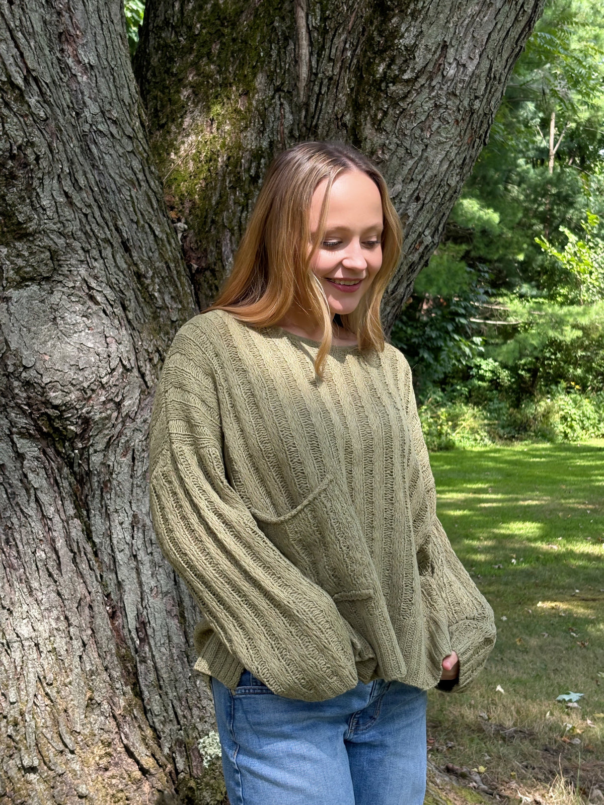 Olive Pocket Sweater