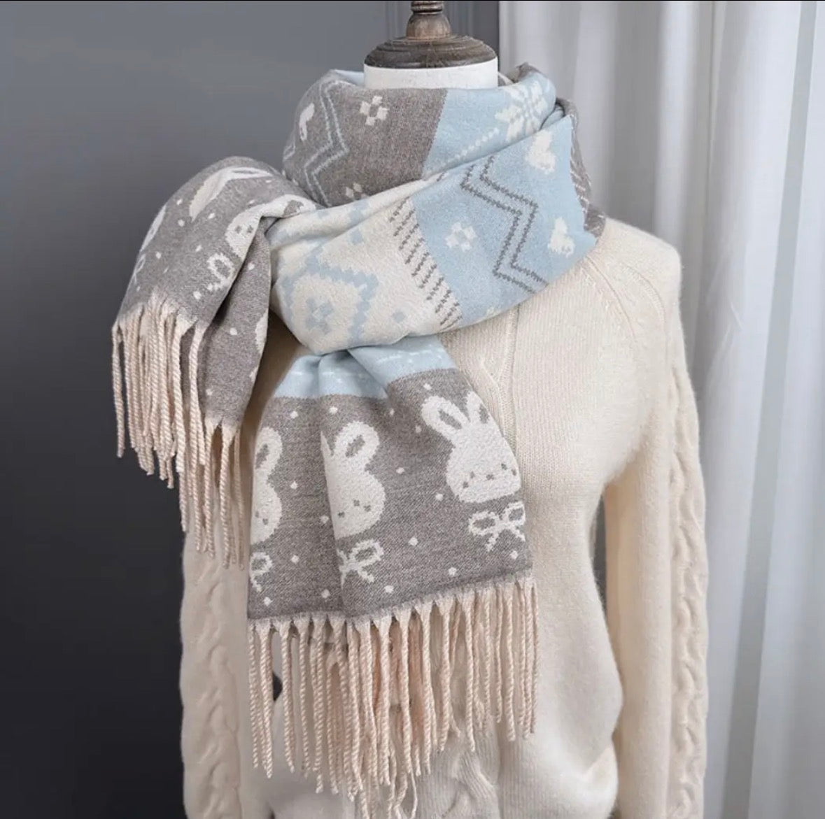 Fringed Bunny Scarf