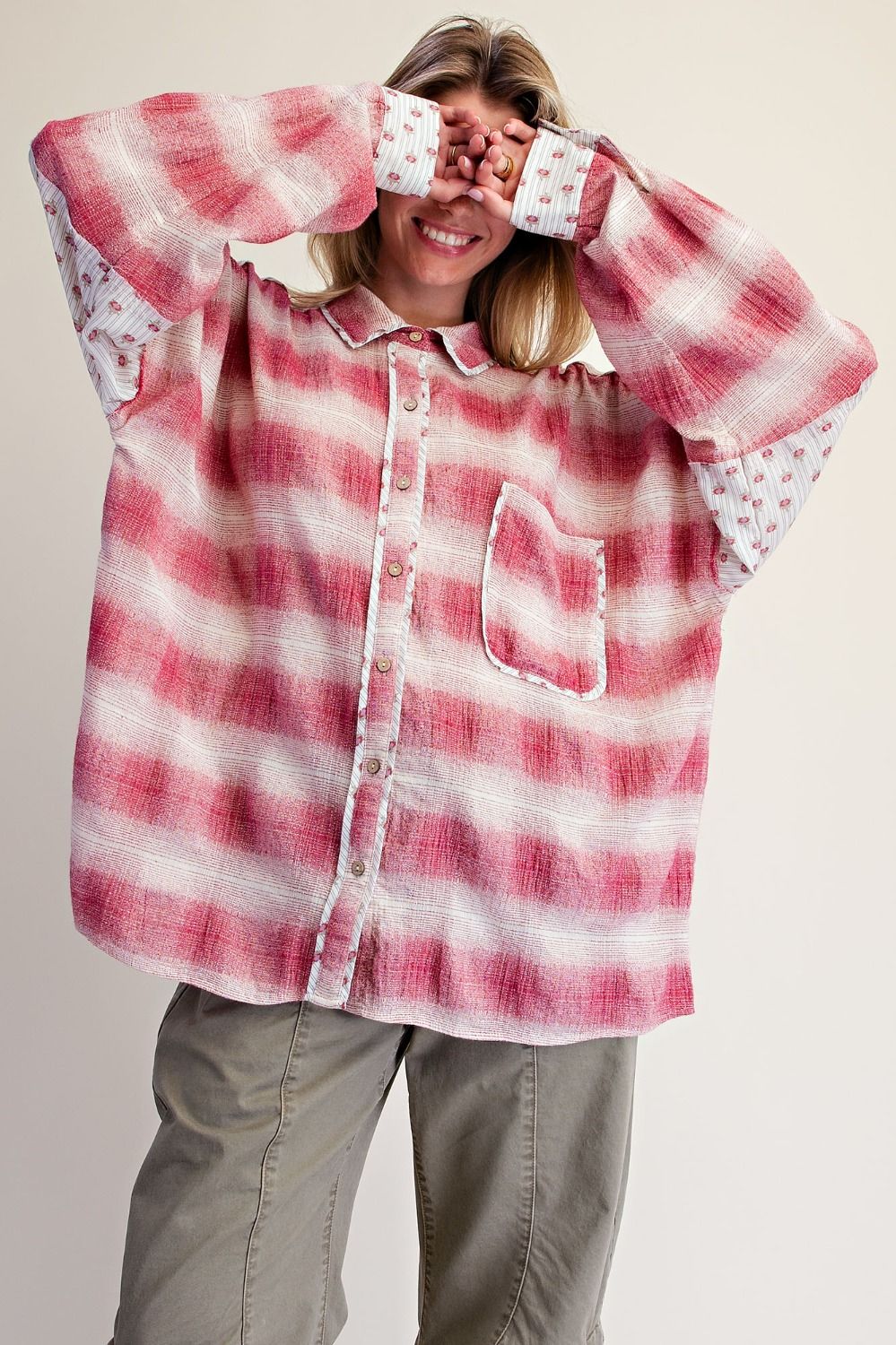 Mix Print Plaid Shirt