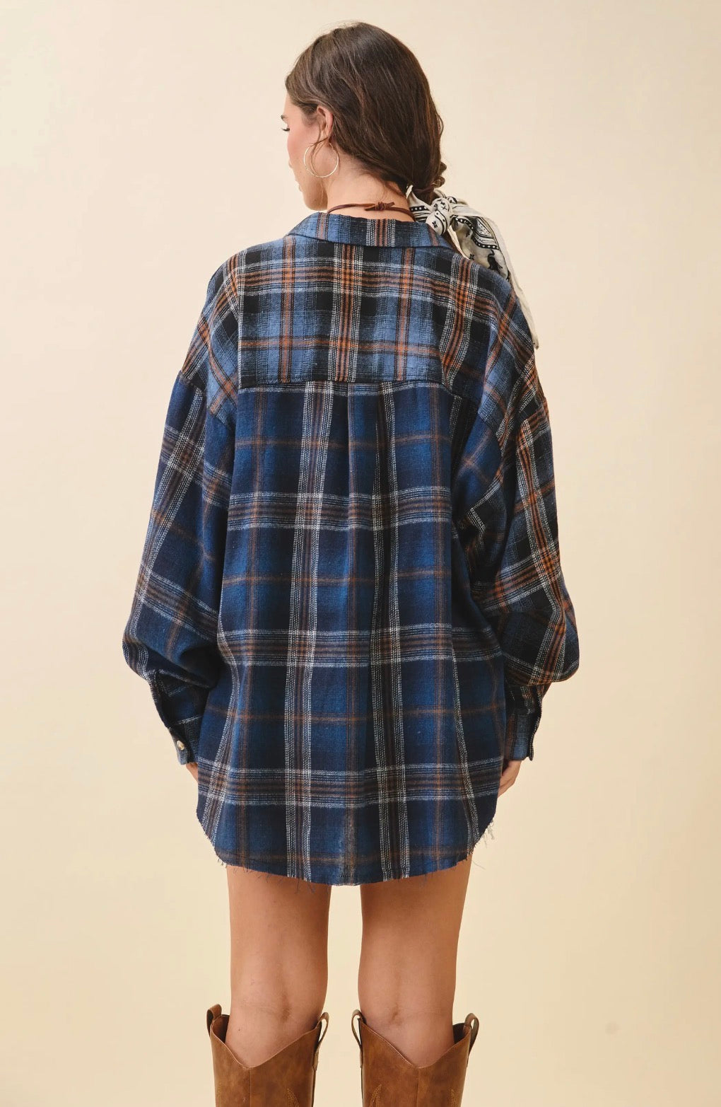 Navy and Brown Plaid Shirt