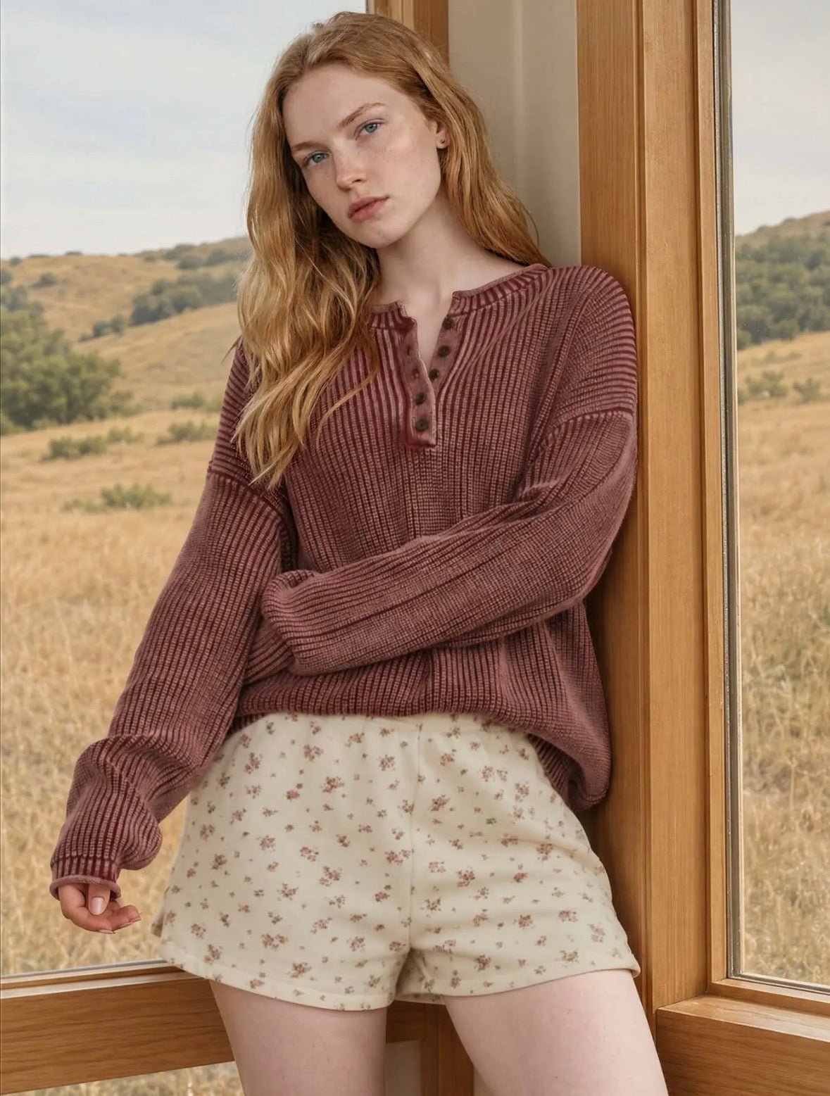 Burgundy Henley Sweater