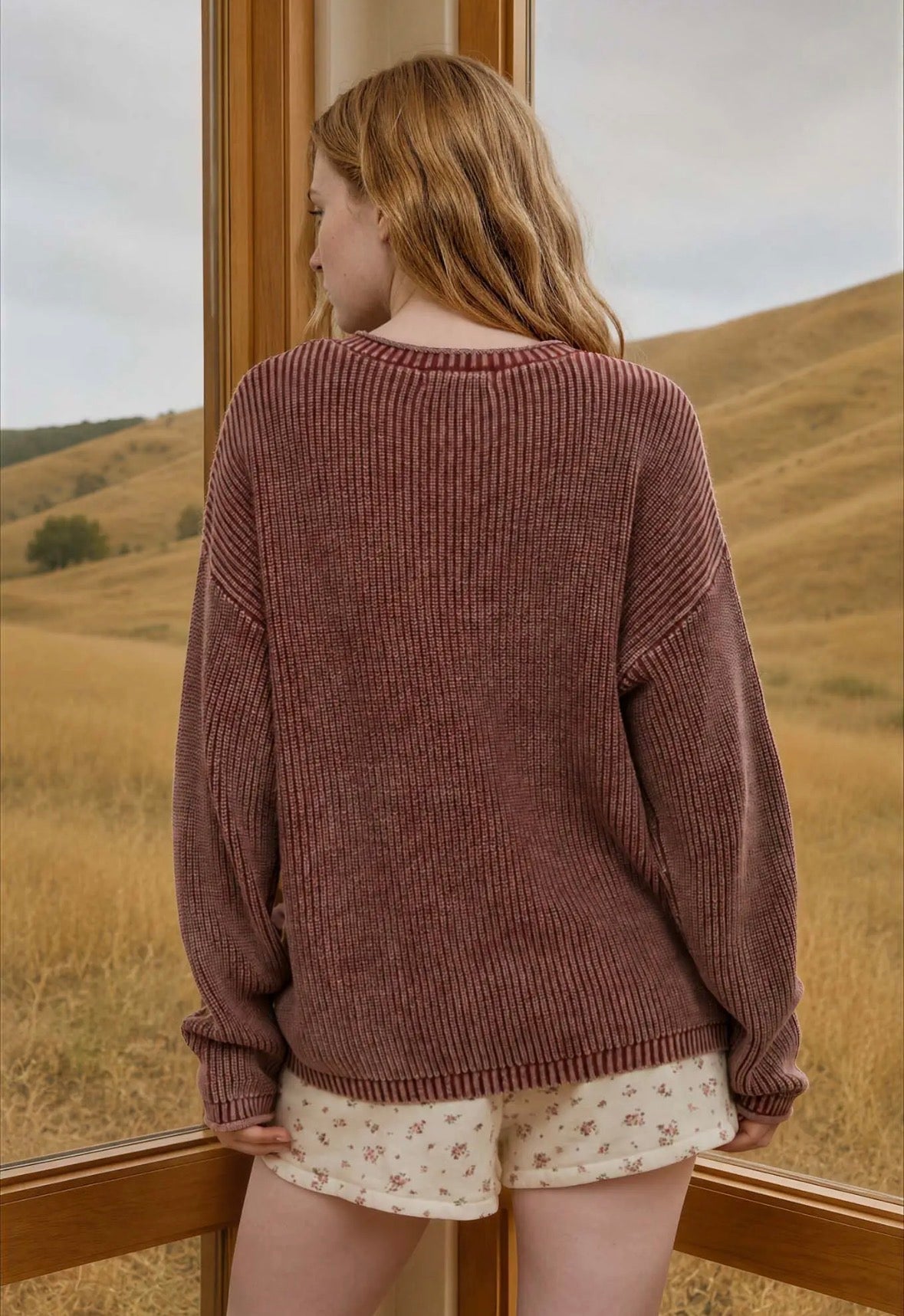 Burgundy Henley Sweater