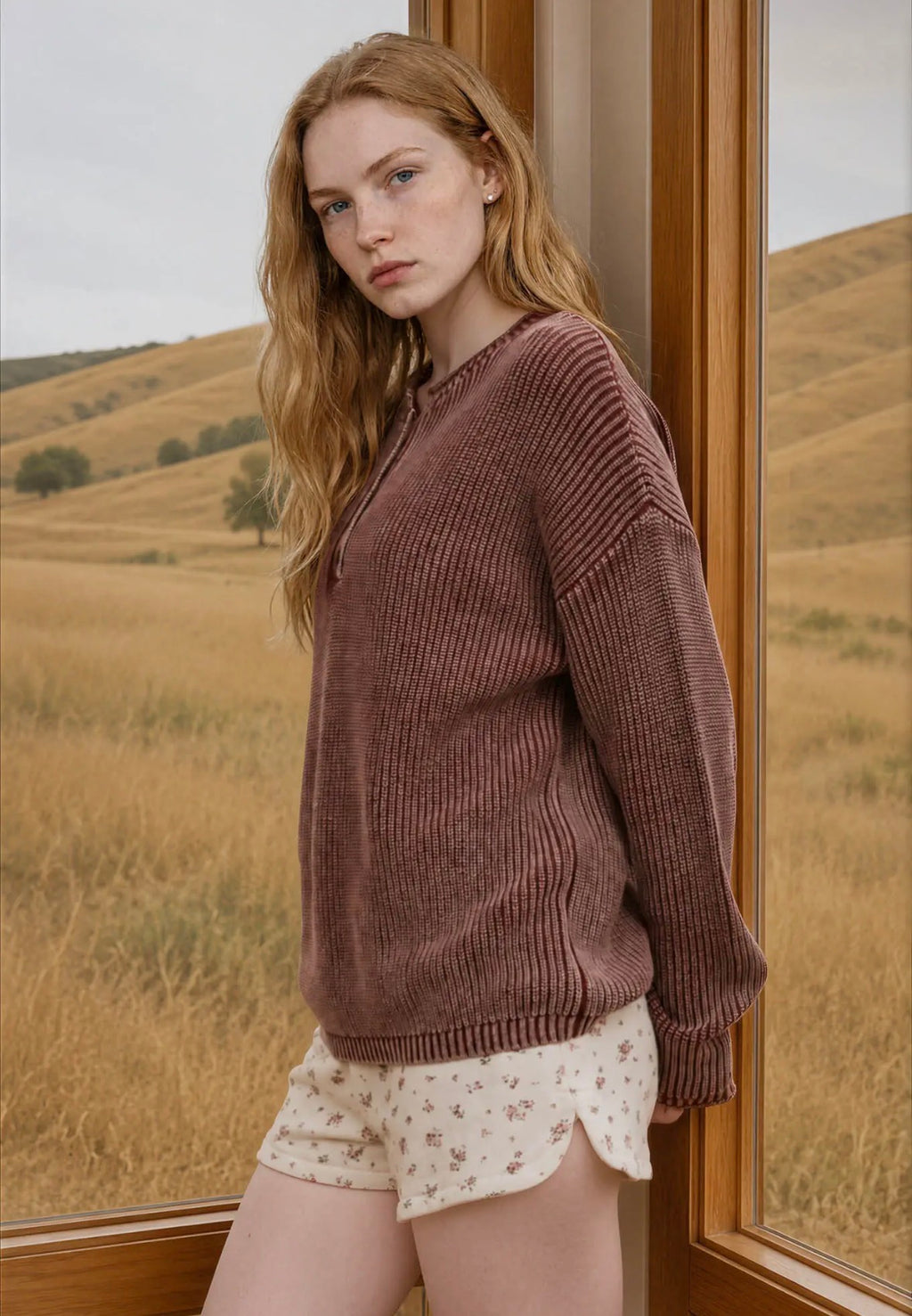 Burgundy Henley Sweater