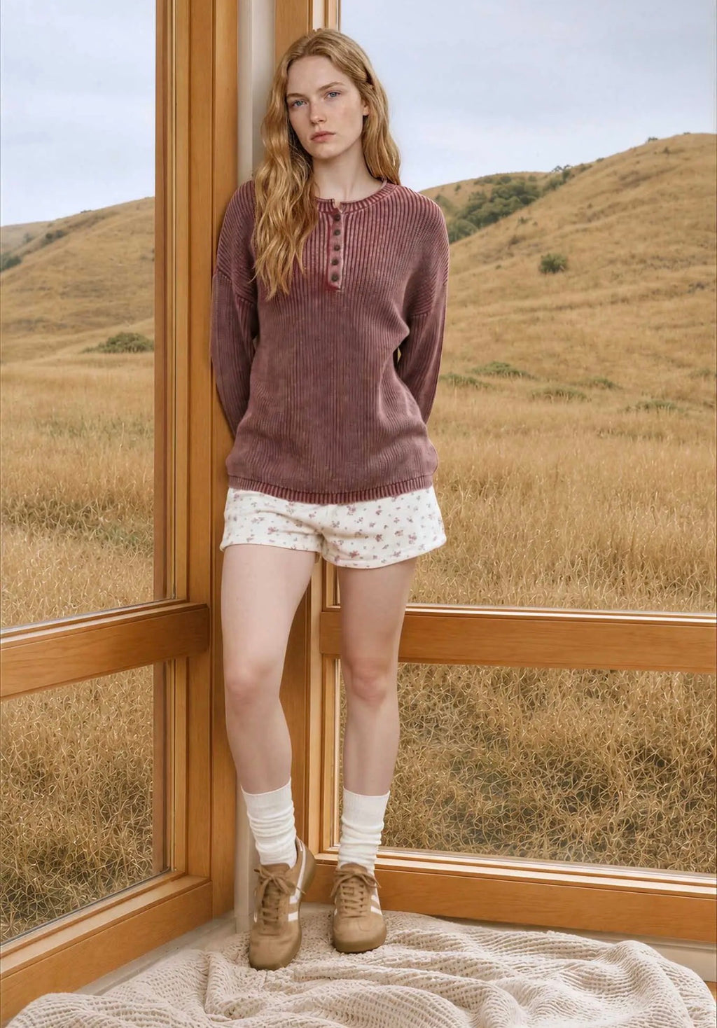 Burgundy Henley Sweater