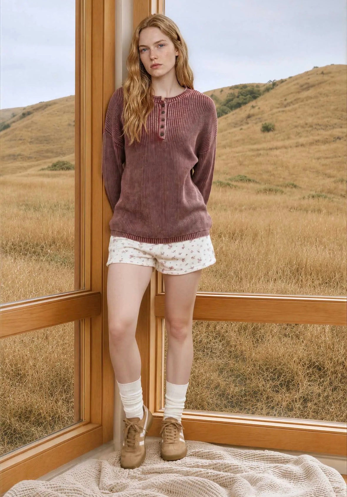 Burgundy Henley Sweater