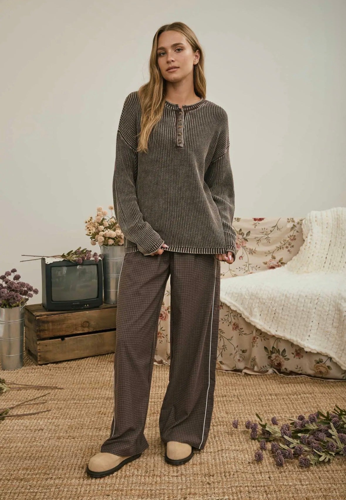 Brown Henley Sweater