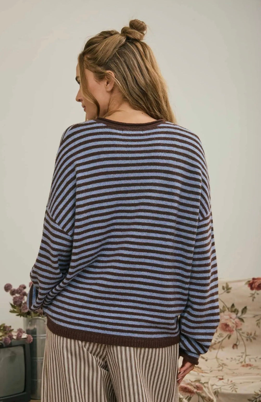 Brown and Blue Stripe Sweater