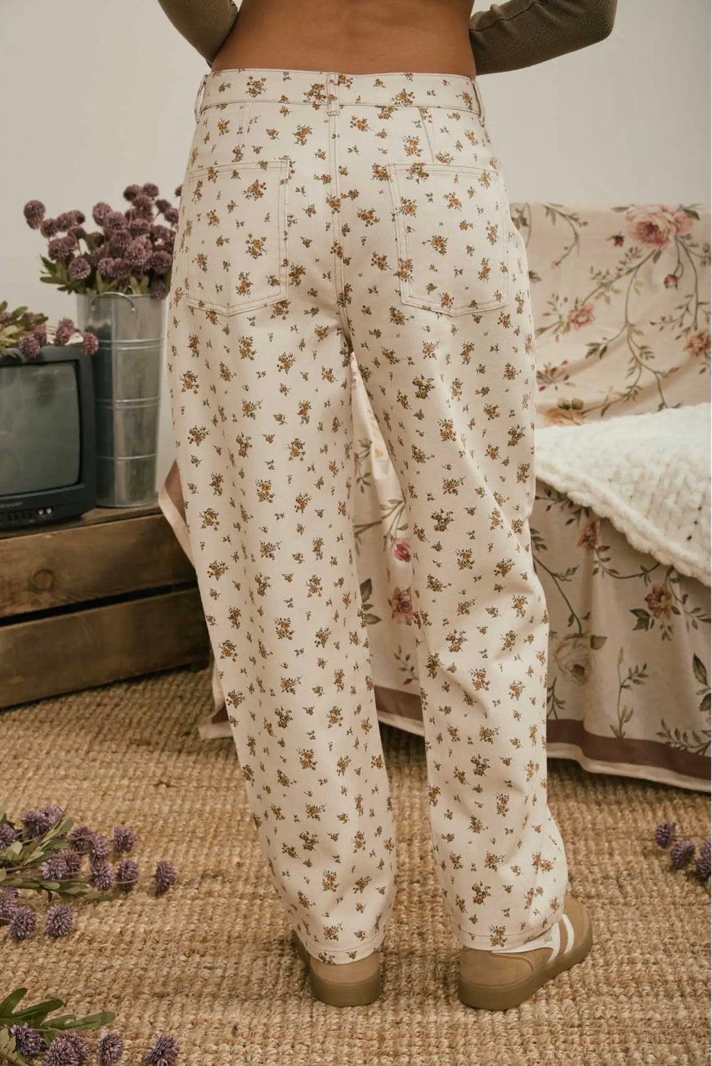 Floral Denim Pants