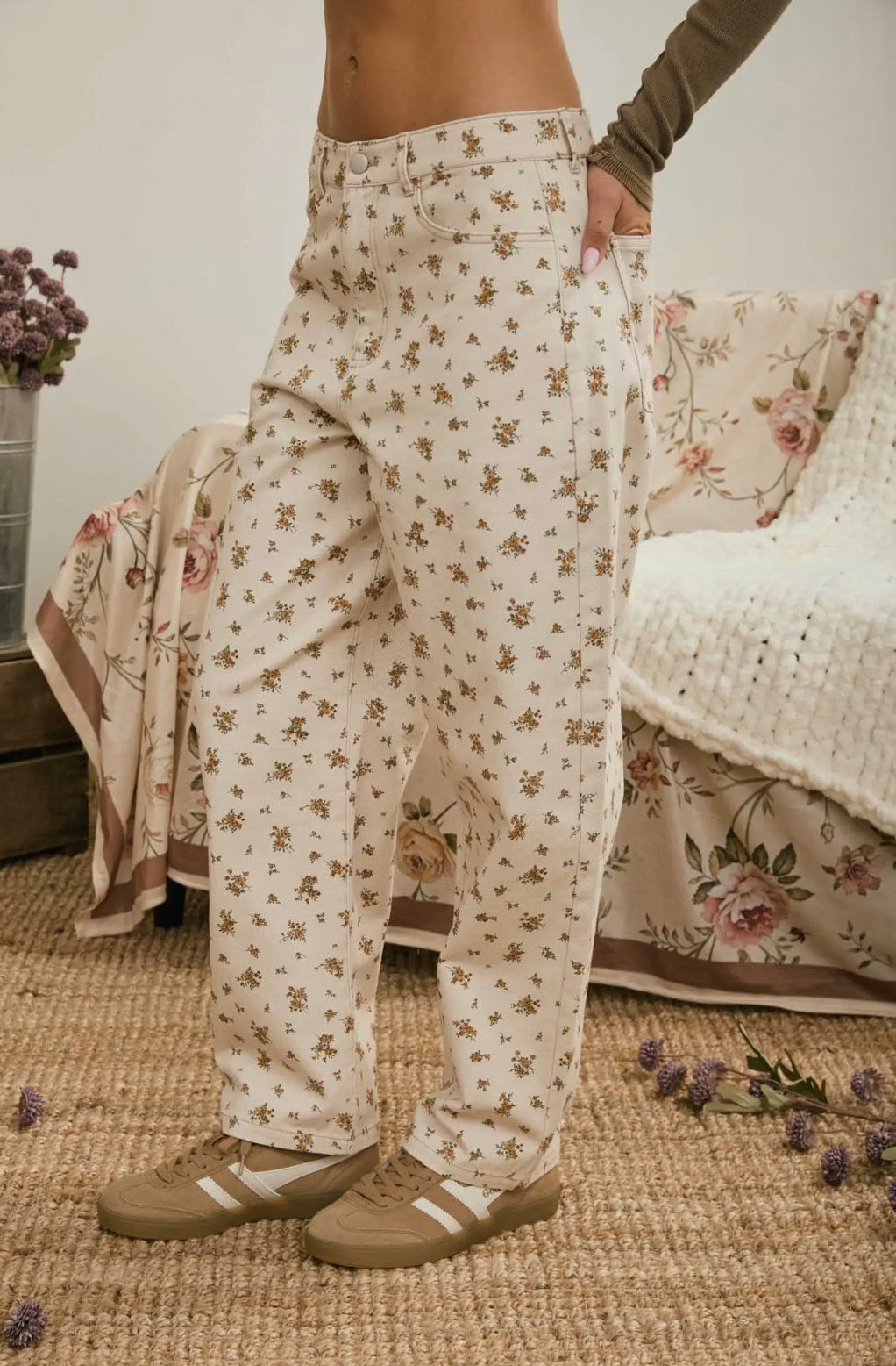 Floral Denim Pants