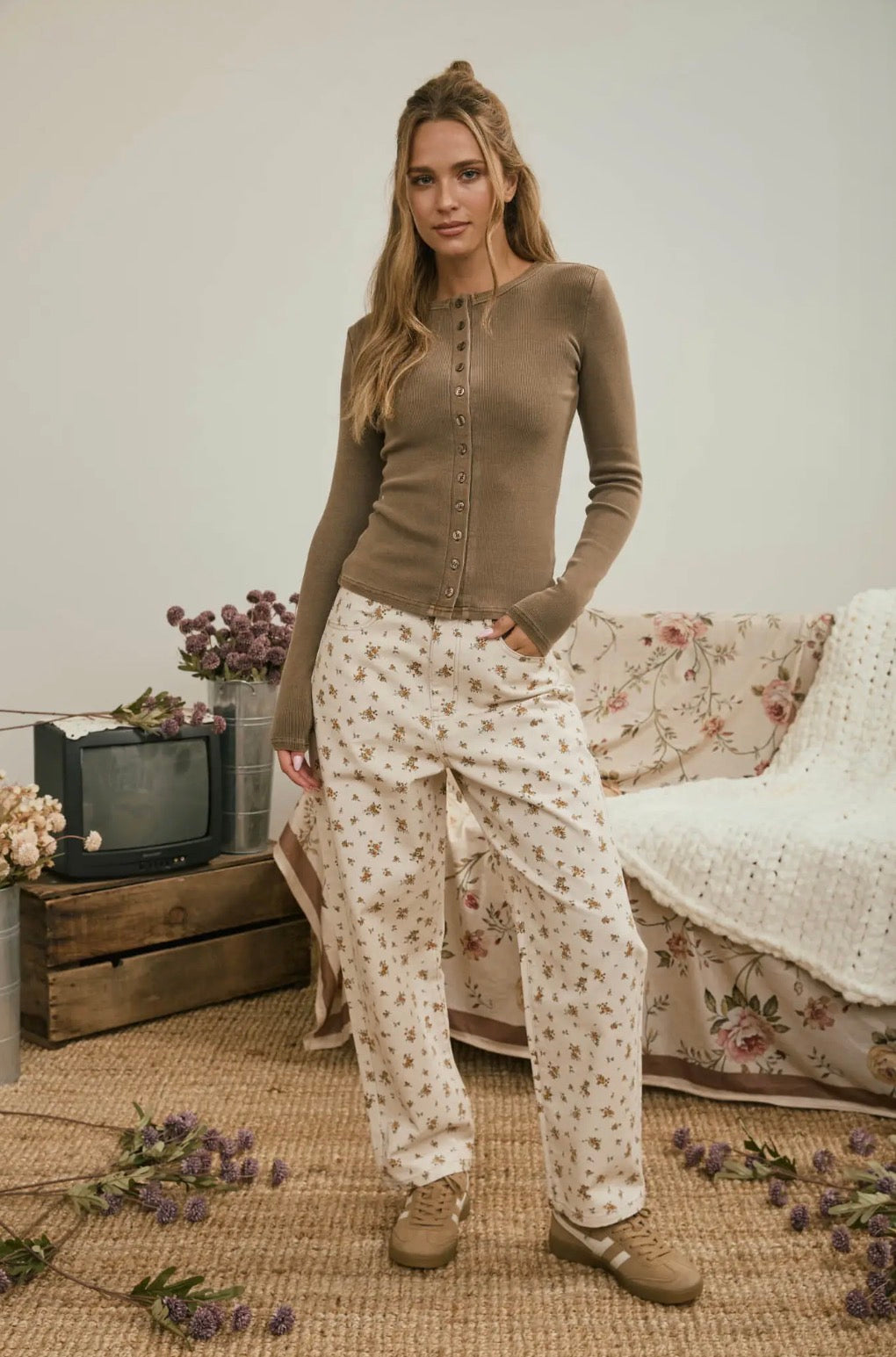 Floral Denim Pants