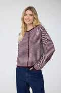 Burgundy Striped Cardigan