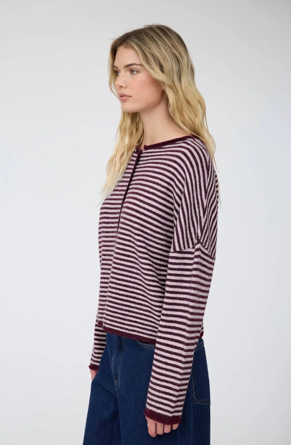 Burgundy Striped Cardigan