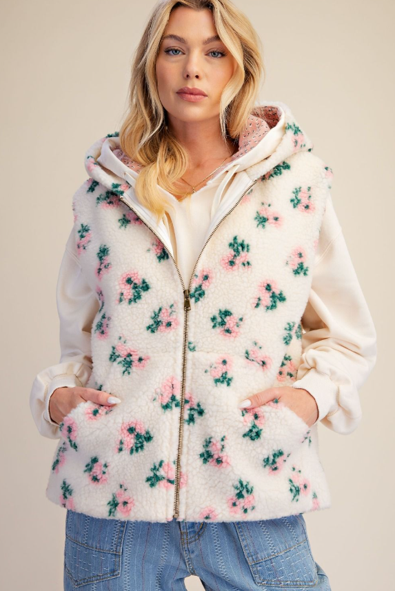 Hooded Floral Vest
