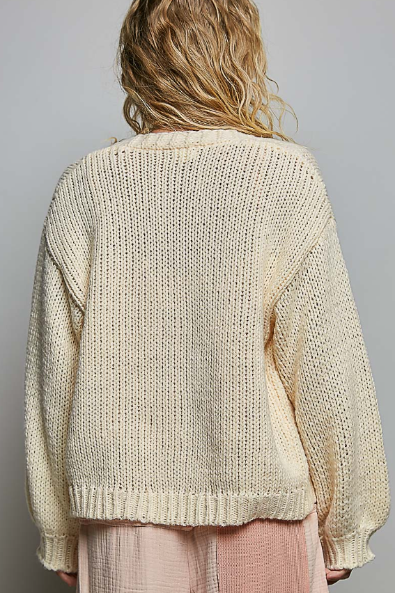 Cream Embroidered Cardigan