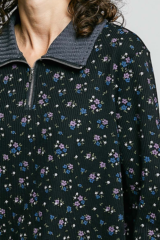 Floral Quarter Zip Top