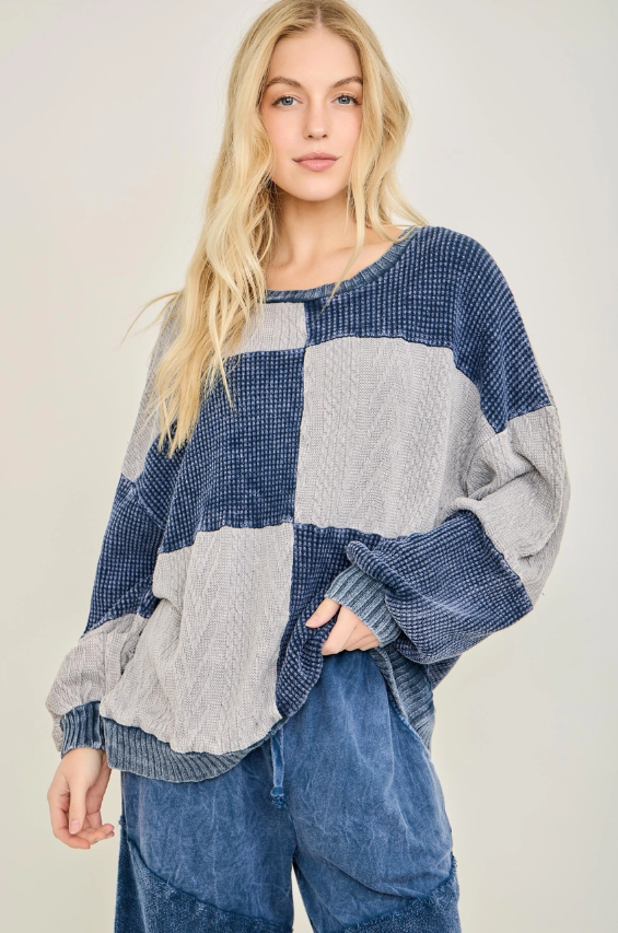 Navy Patch Top