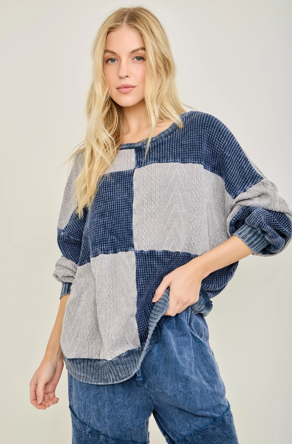 Navy Patch Top