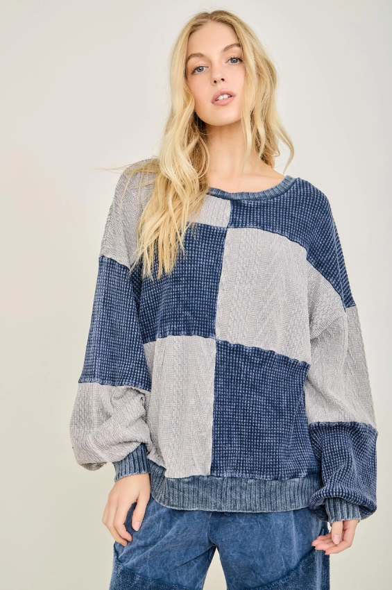 Navy Patch Top