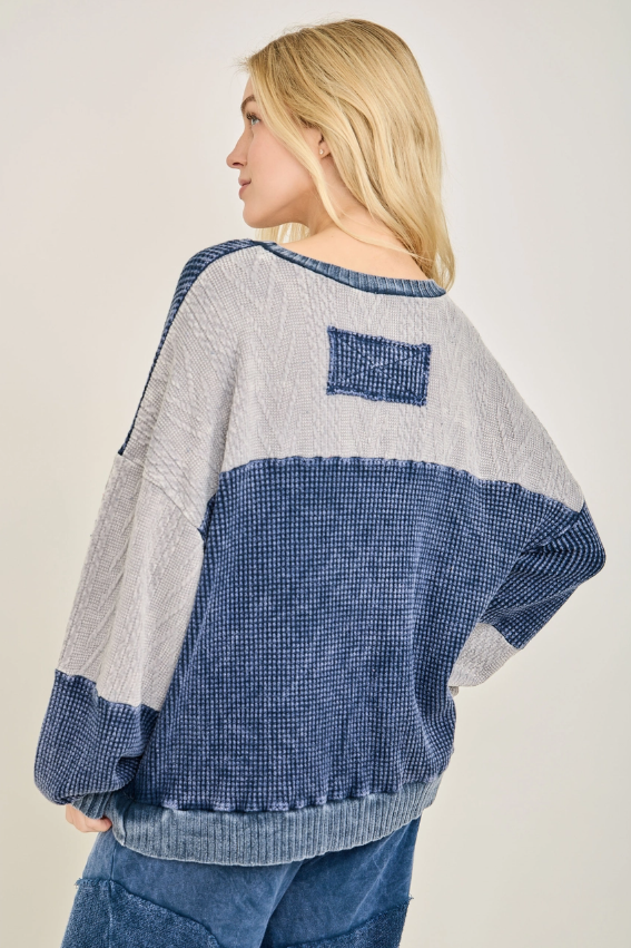 Navy Patch Top